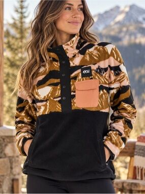 Picture Organic Clothing Arcca Mountain Camo Quarter-Button Tech Fleece, small
